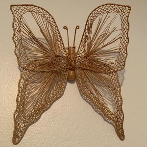 Vintage handmade woven wall hanging  butterfly